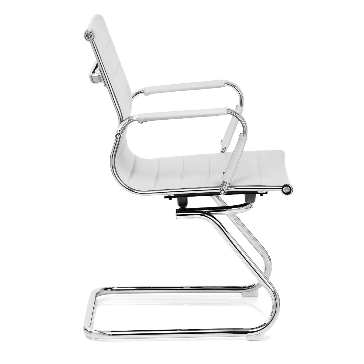 Sedia da ufficio Ecopelle Cromata - Task Bianco