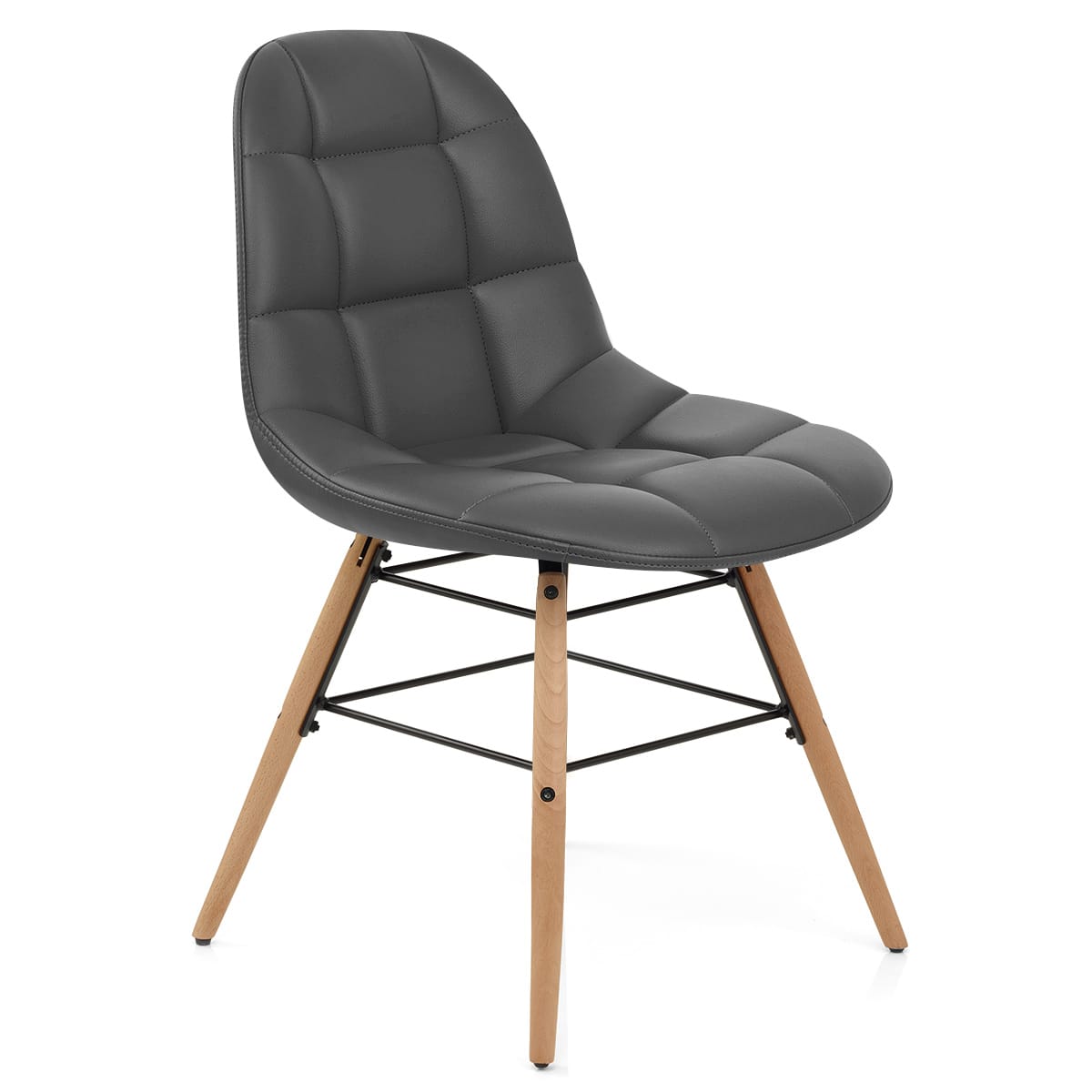Sedia Ecopelle Legno - Tate Grigio