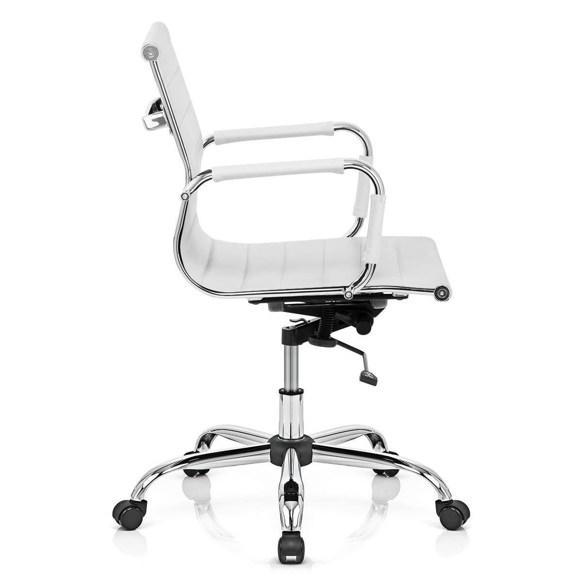 Sedia da ufficio Ecopelle Cromata - Tek Bianco