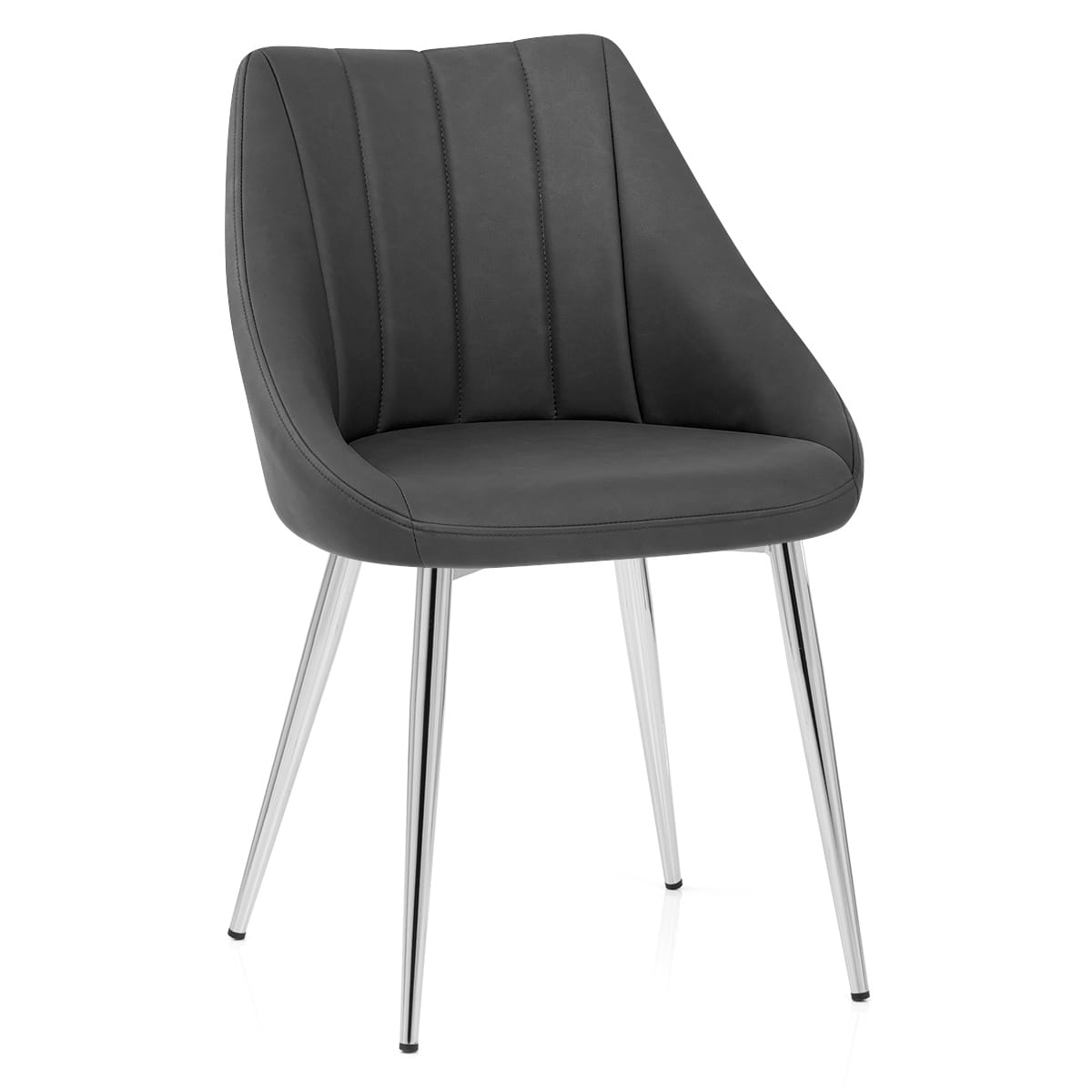 Sedia da pranzo Ecopelle Cromata - Tempo Grigio scuro