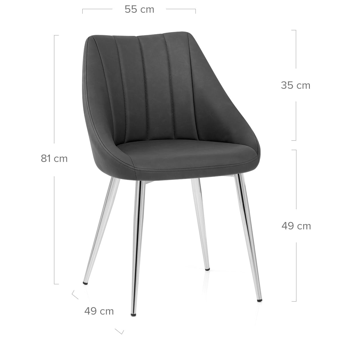 Sedia da pranzo Ecopelle Cromata - Tempo Grigio scuro