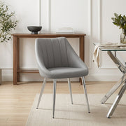 Sedia da pranzo Ecopelle Cromata - Tempo Grigio