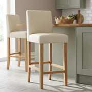 Sgabello Pelle Rigenerata Quercia - Tetbury Crema