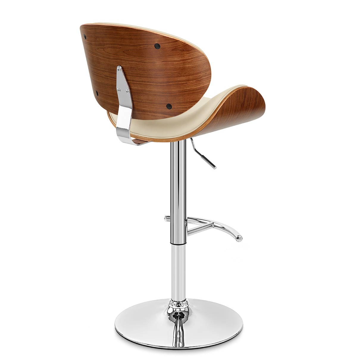 Sgabello Ecopelle Cromato - Theo Crema