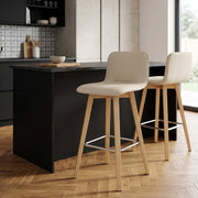Sgabello Tessuto Legno - Tide Crema