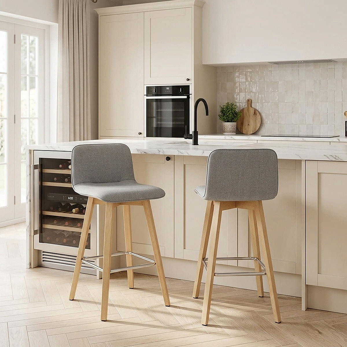 Sgabello Tessuto Legno - Tide Grigio