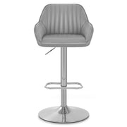 Sgabello Pelle Cromo Satinato - Tokyo Grigio