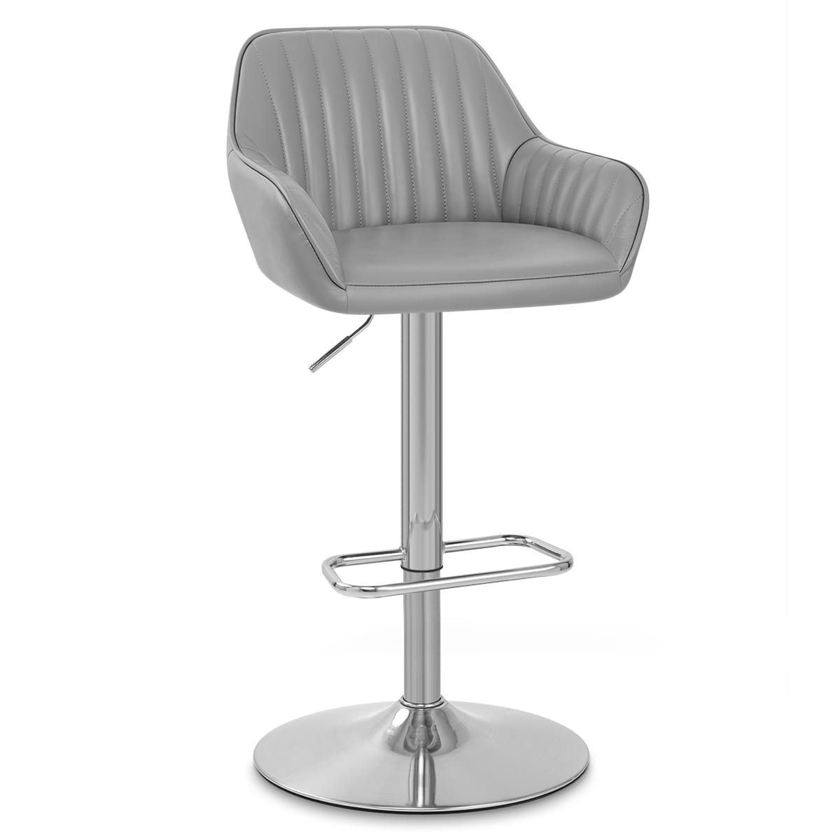 Sgabello Pelle Cromo Satinato - Tokyo Grigio