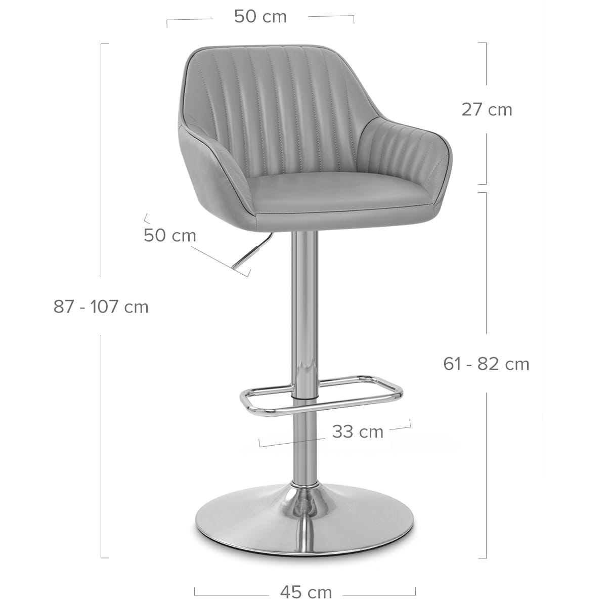Sgabello Pelle Cromo Satinato - Tokyo Grigio