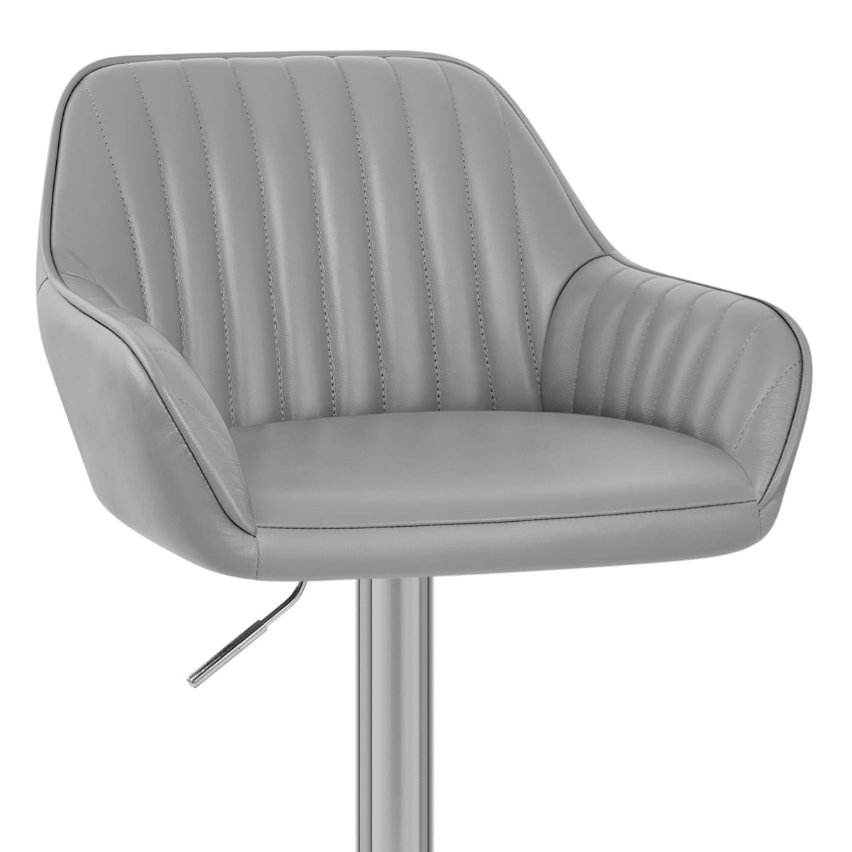 Sgabello Pelle Cromo Satinato - Tokyo Grigio