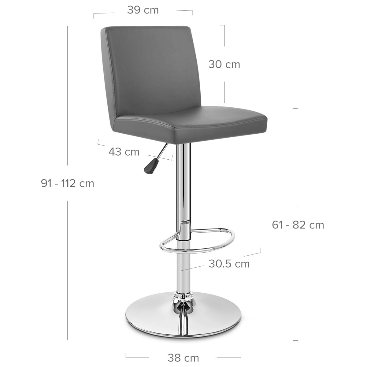 Sgabello Ecopelle Cromato - Topaz Grigio