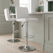 Sgabello Ecopelle Cromato - Topaz Bianco