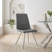 Sedia da pranzo Ecopelle Cromata - Trevi Grigio scuro