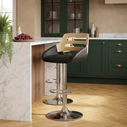 Sgabello Ecopelle Legno - Trio Nero