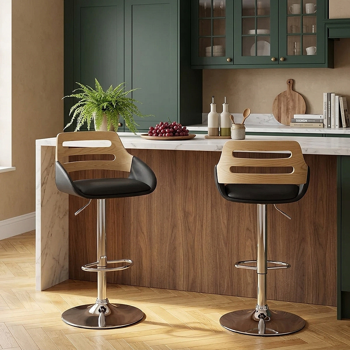 Sgabello Ecopelle Legno - Trio Nero