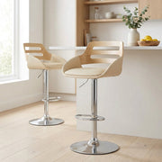 Sgabello Ecopelle Legno - Trio Crema