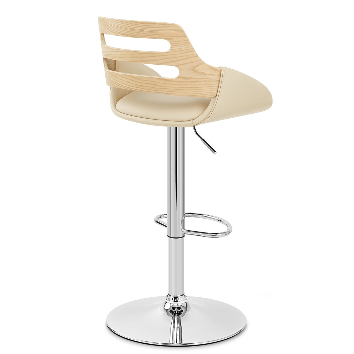 Sgabello Ecopelle Legno - Trio Crema