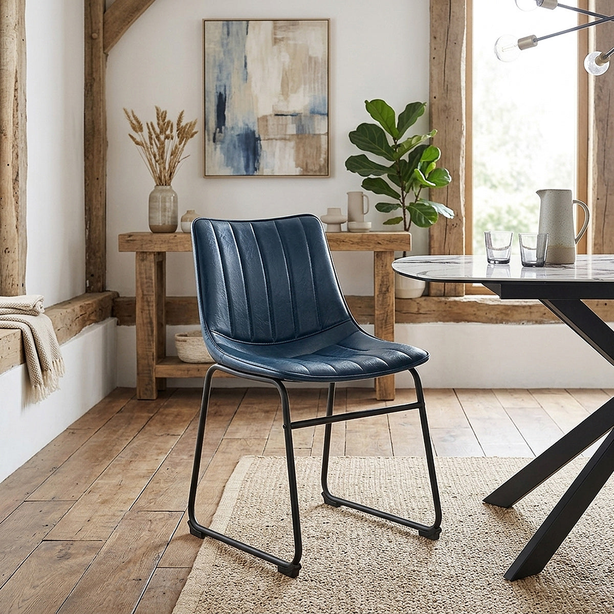 Sedia Ecopelle Anticata Satinata - Tucker Blu