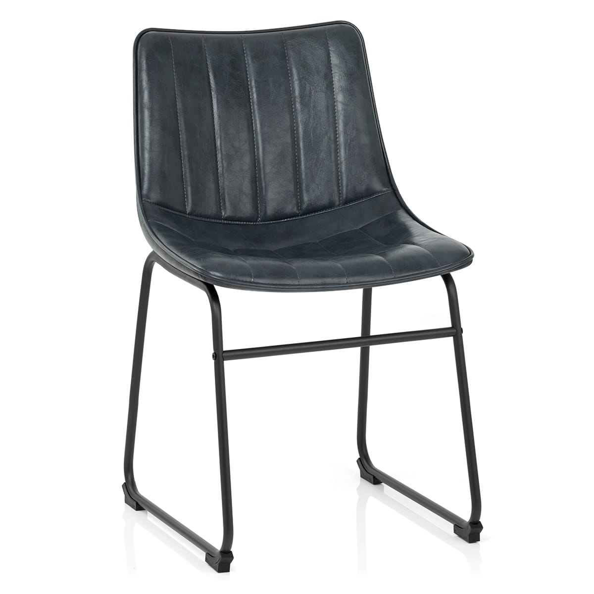 Sedia Ecopelle Anticata Satinata - Tucker Blu Scuro