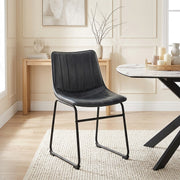 Sedia Ecopelle Anticata Satinata - Tucker Blu Scuro
