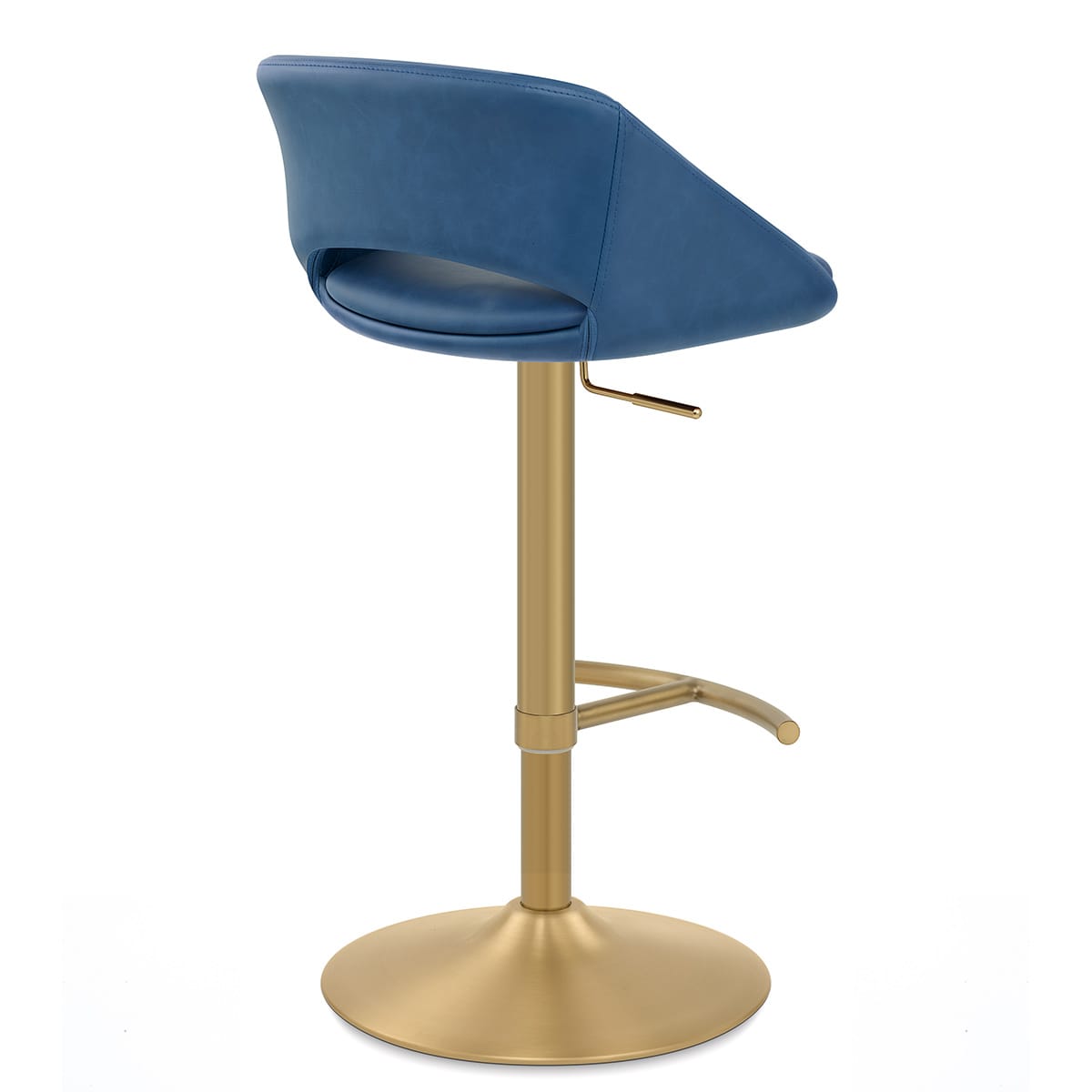 Sgabello oro spazzolato Ecopelle - Tulsa Blu
