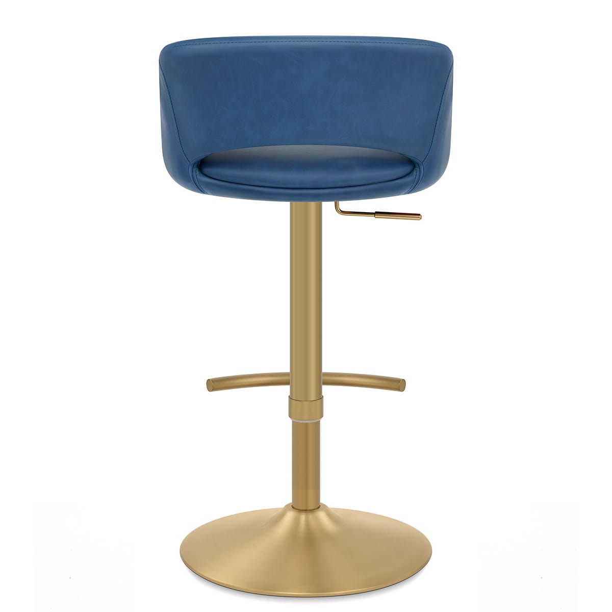 Sgabello oro spazzolato Ecopelle - Tulsa Blu