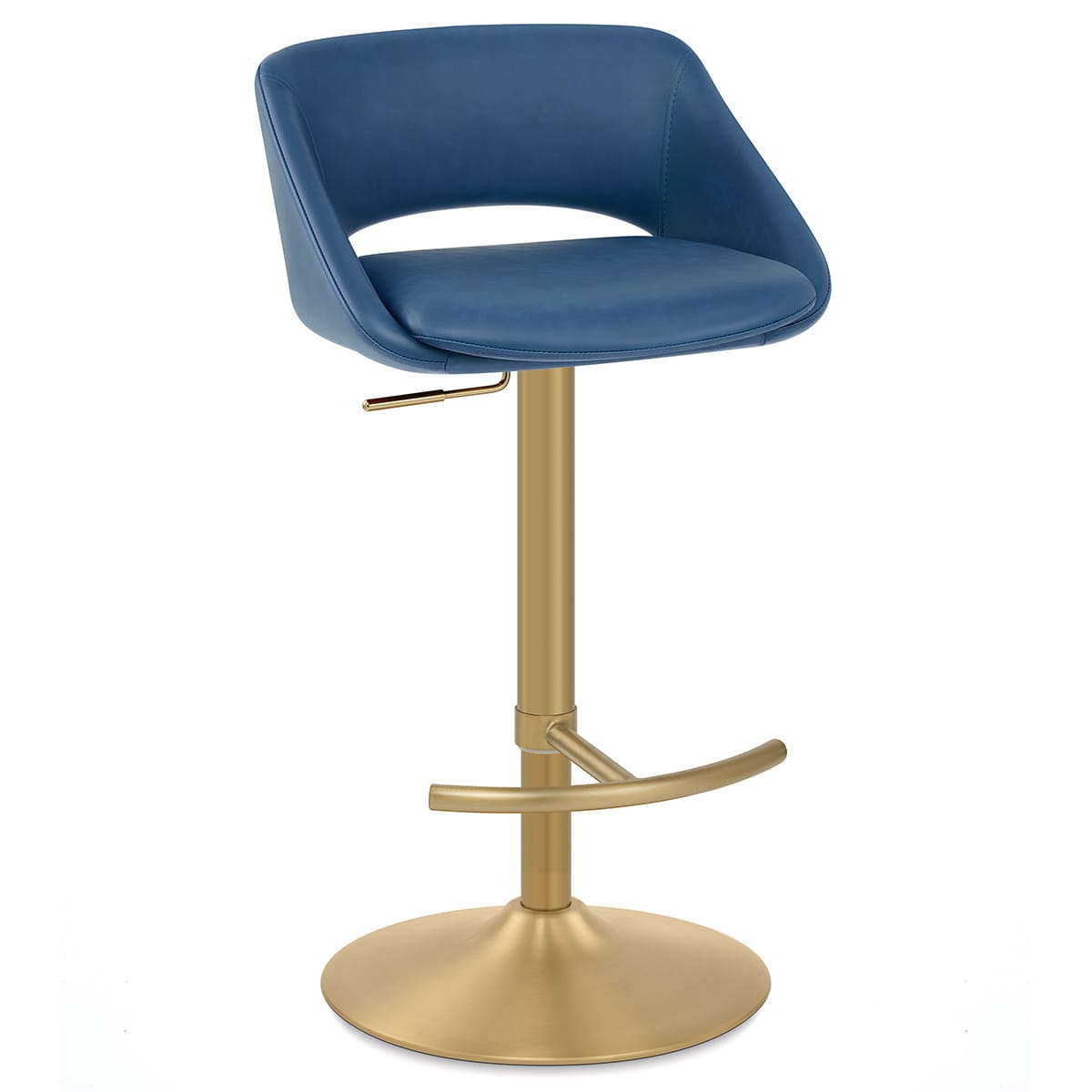 Sgabello oro spazzolato Ecopelle - Tulsa Blu