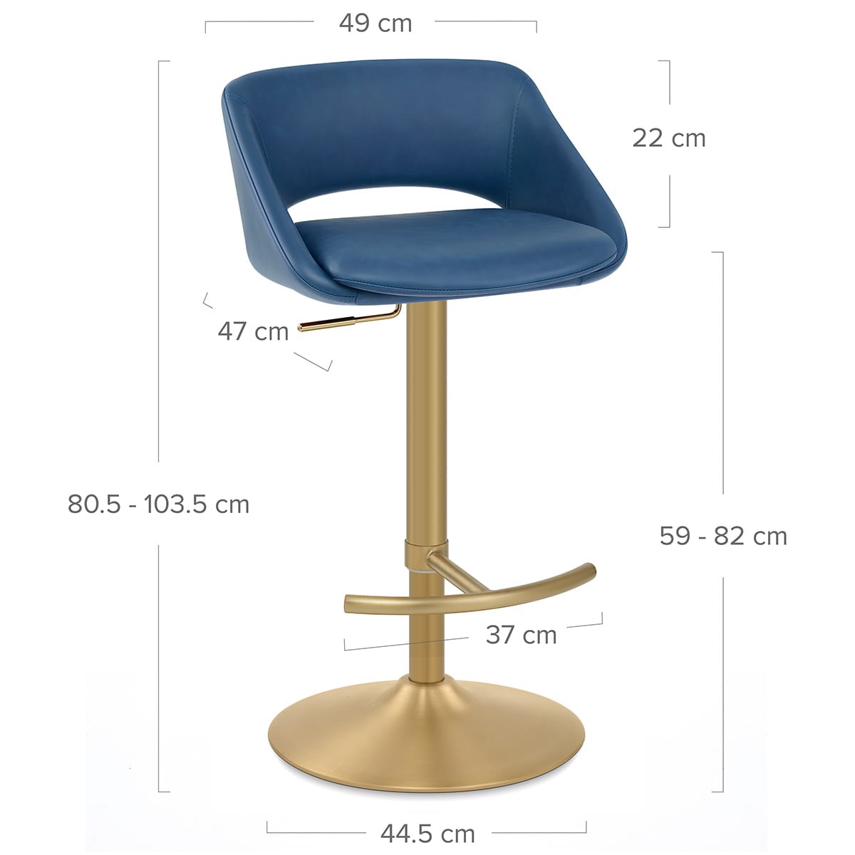 Sgabello oro spazzolato Ecopelle - Tulsa Blu