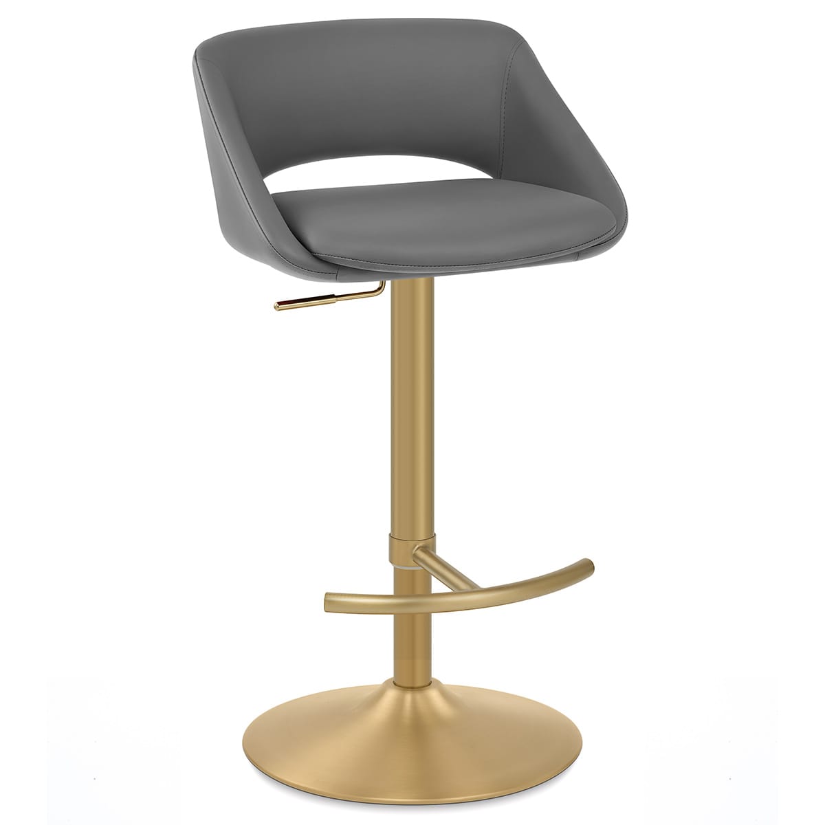 Sgabello oro spazzolato Ecopelle - Tulsa Grigio