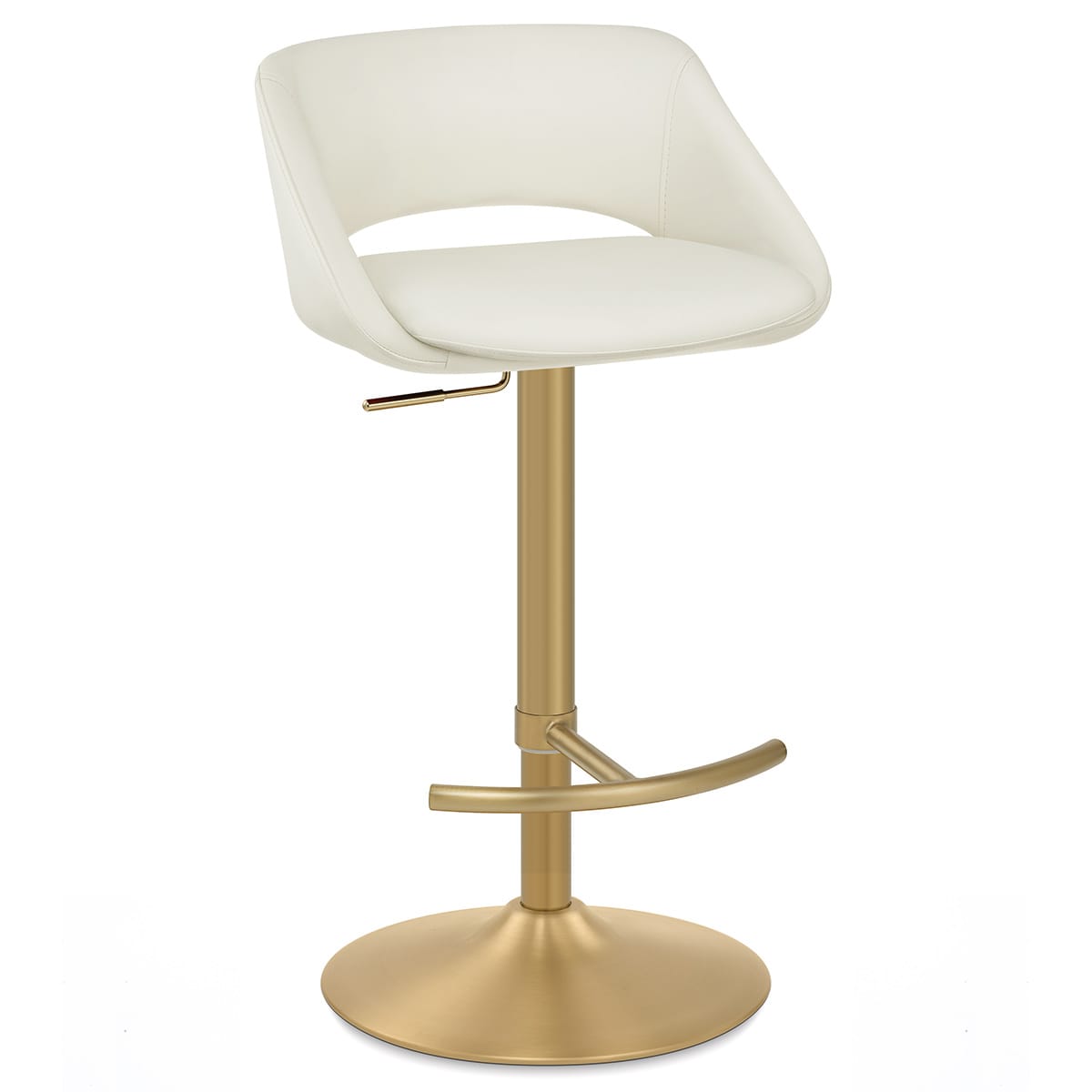 Sgabello oro spazzolato Ecopelle - Tulsa Crema