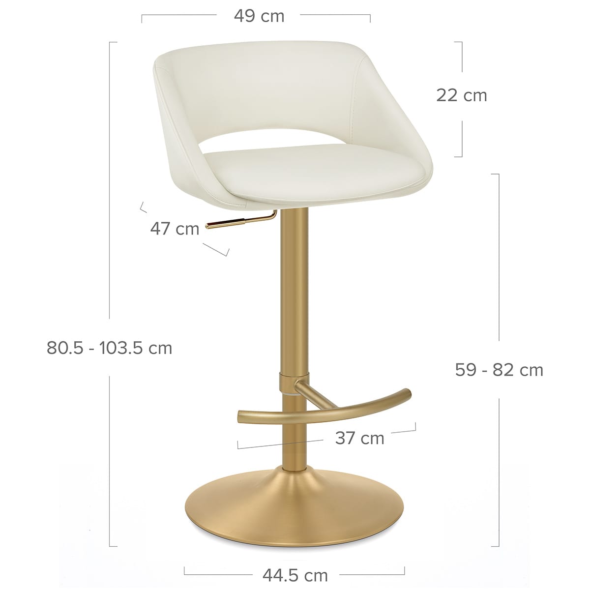 Sgabello oro spazzolato Ecopelle - Tulsa Crema