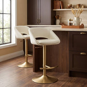 Sgabello oro spazzolato Ecopelle - Tulsa Crema