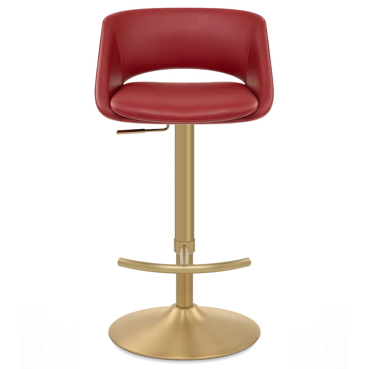 Sgabello oro spazzolato Ecopelle - Tulsa Rosso
