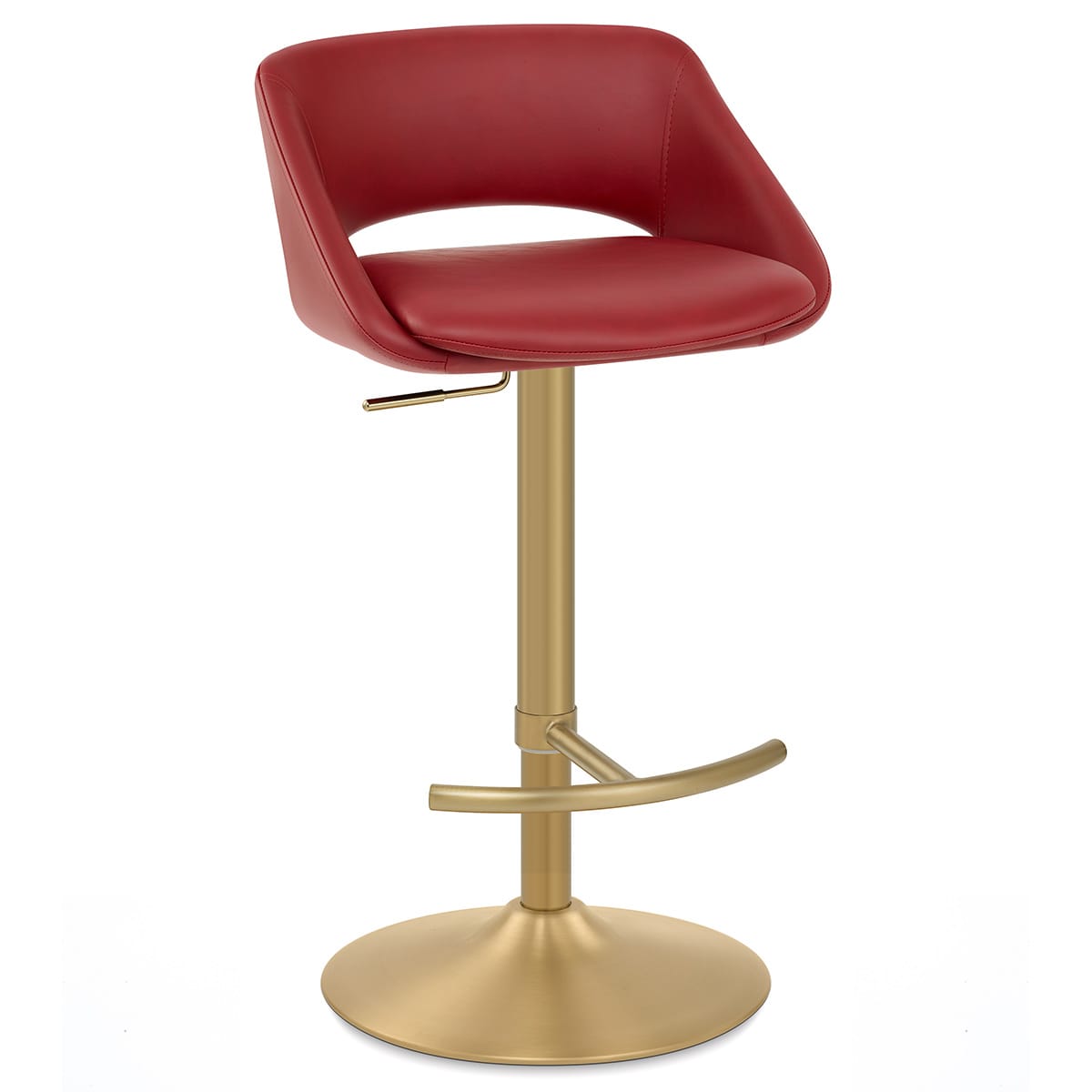 Sgabello oro spazzolato Ecopelle - Tulsa Rosso