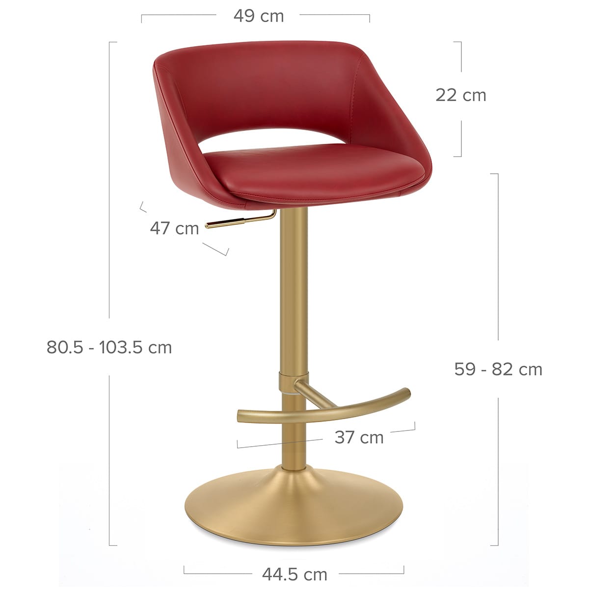 Sgabello oro spazzolato Ecopelle - Tulsa Rosso