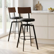 Sgabello Legno Ecopelle - Urban Industrial Nero