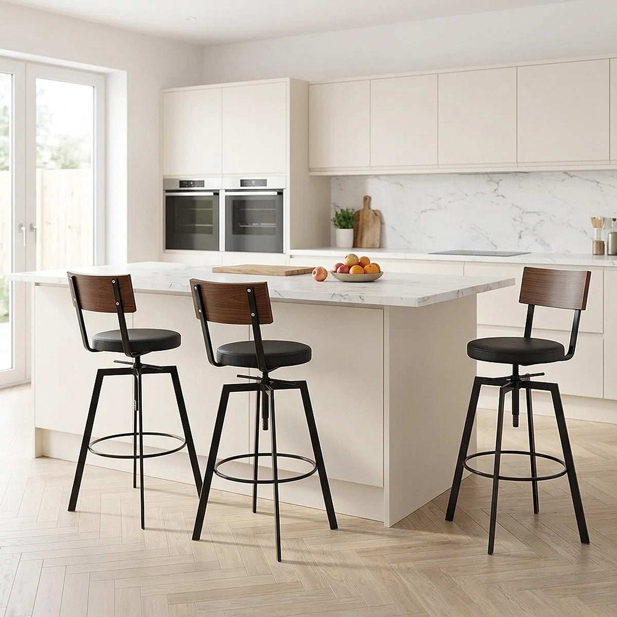 Sgabello Legno Ecopelle - Urban Industrial Nero