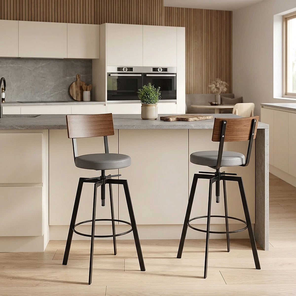 Sgabello Legno Ecopelle - Urban Industrial Grigio
