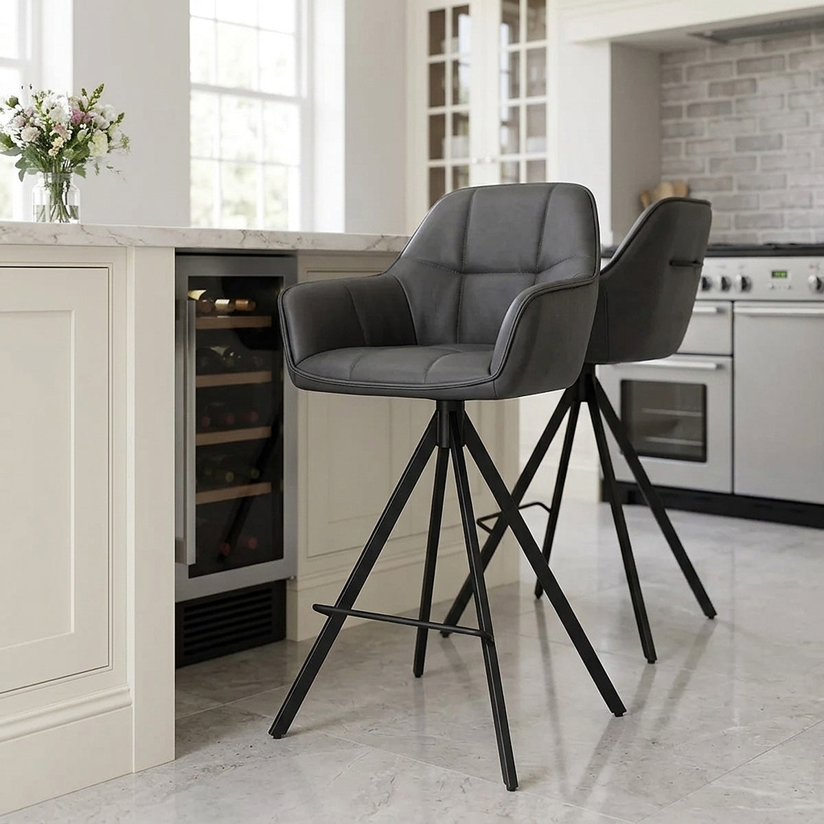 Sgabello Ecopelle - Venice Grigio scuro