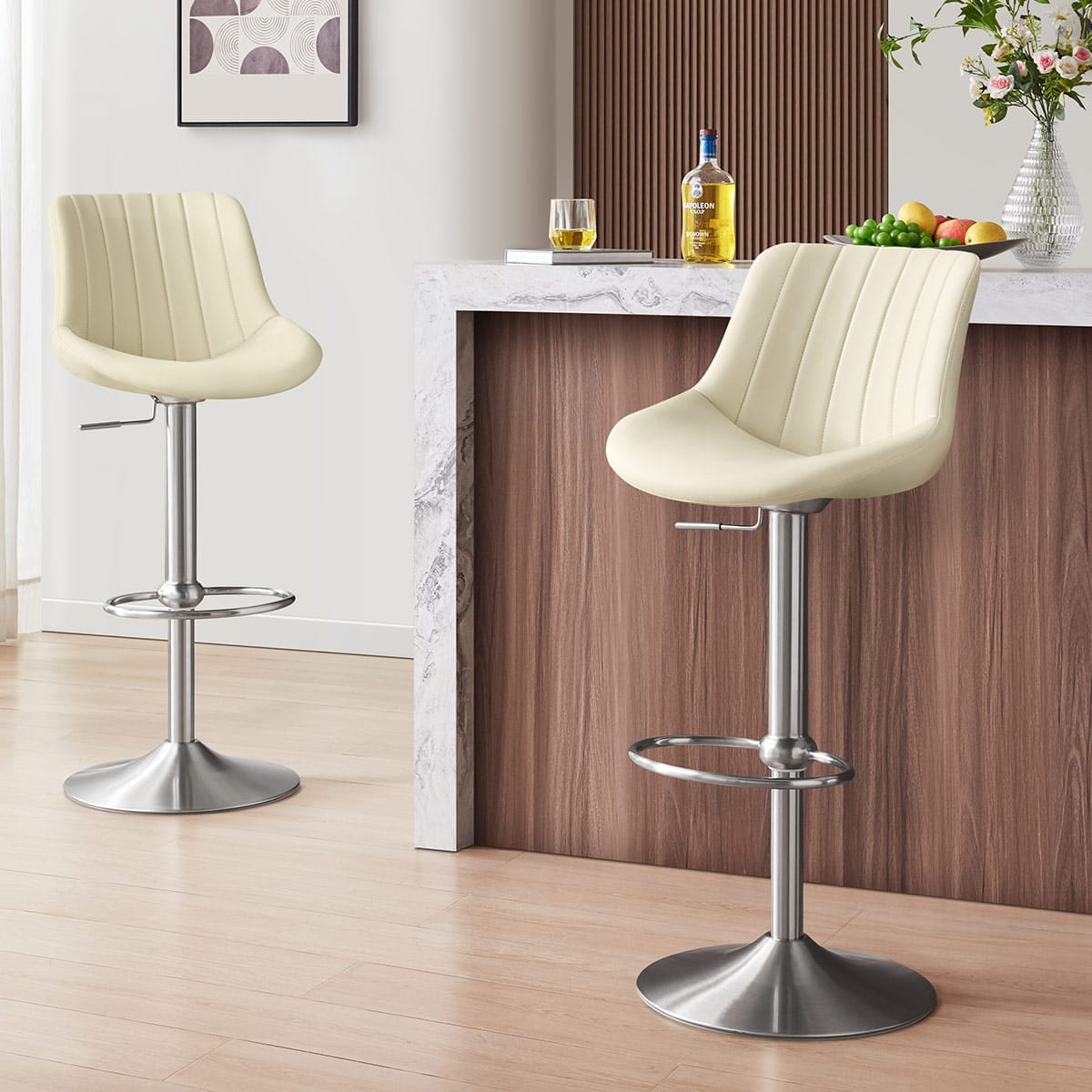 Sgabello da bar Vera Pelle - Versailles Crema