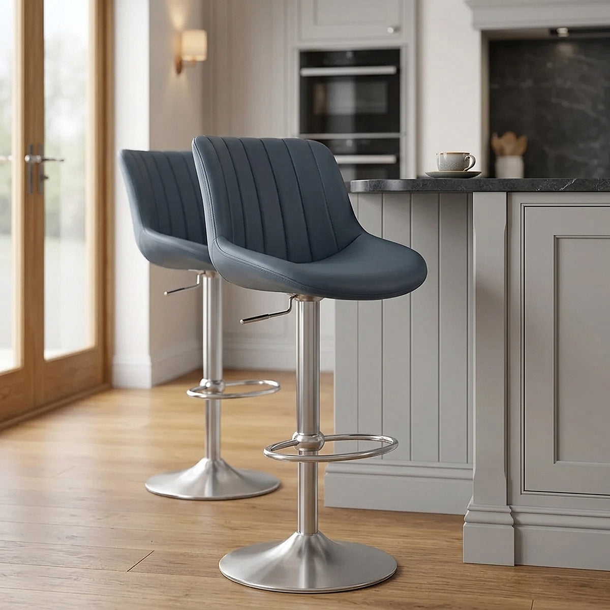 Sgabello da bar Vera Pelle - Versailles Blu