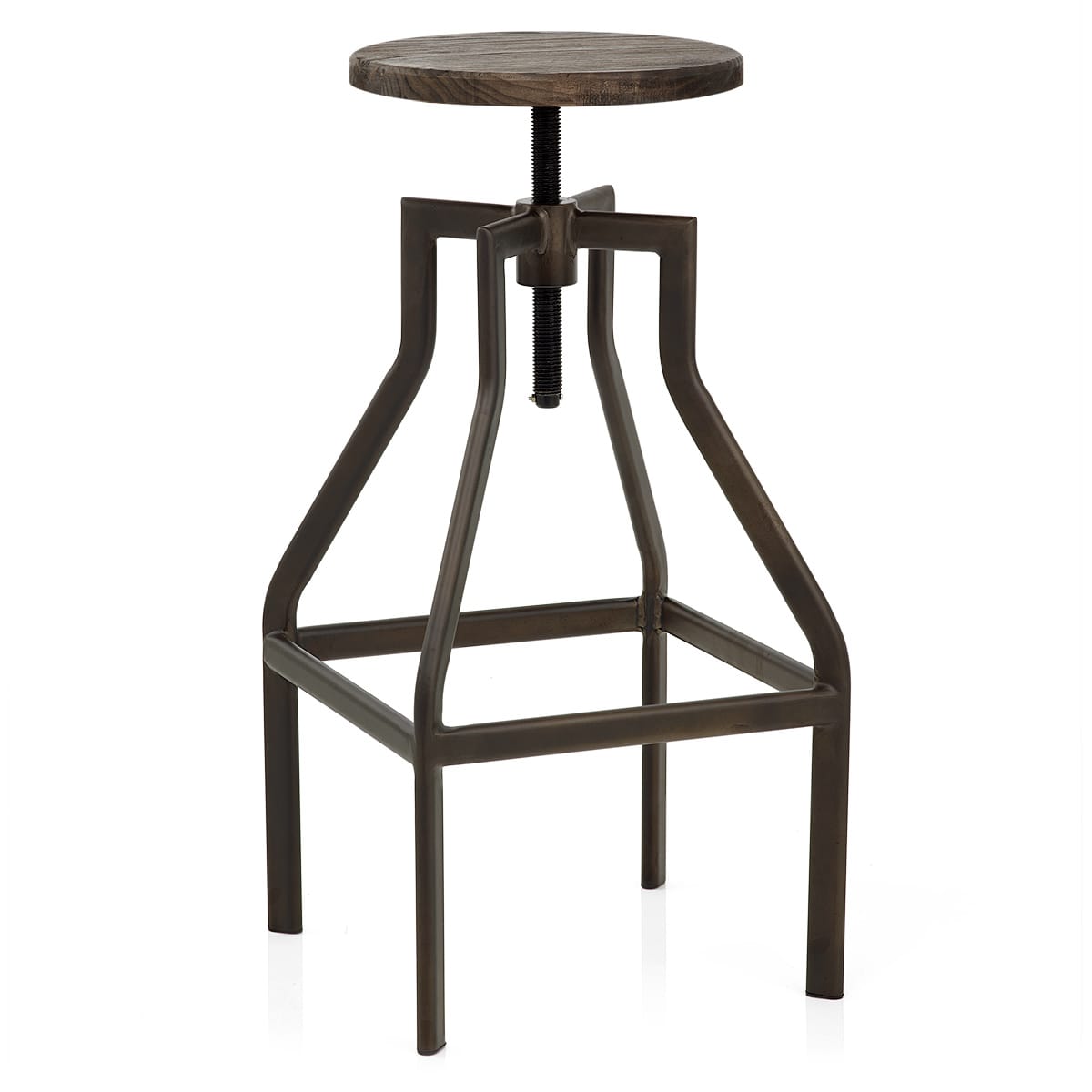Sgabello Legno Scuro Acciaio - Vintage Revolution Legno