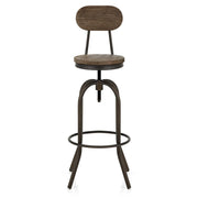 Sgabello Legno Scuro Acciaio - Vintage Swivel Legno