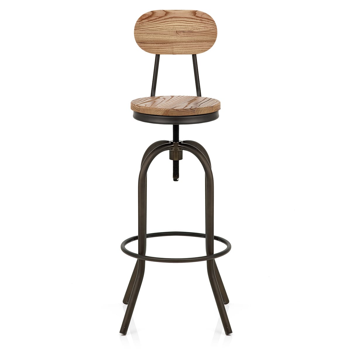 Sgabello Legno Chiaro Acciaio - Vintage Swivel Legno