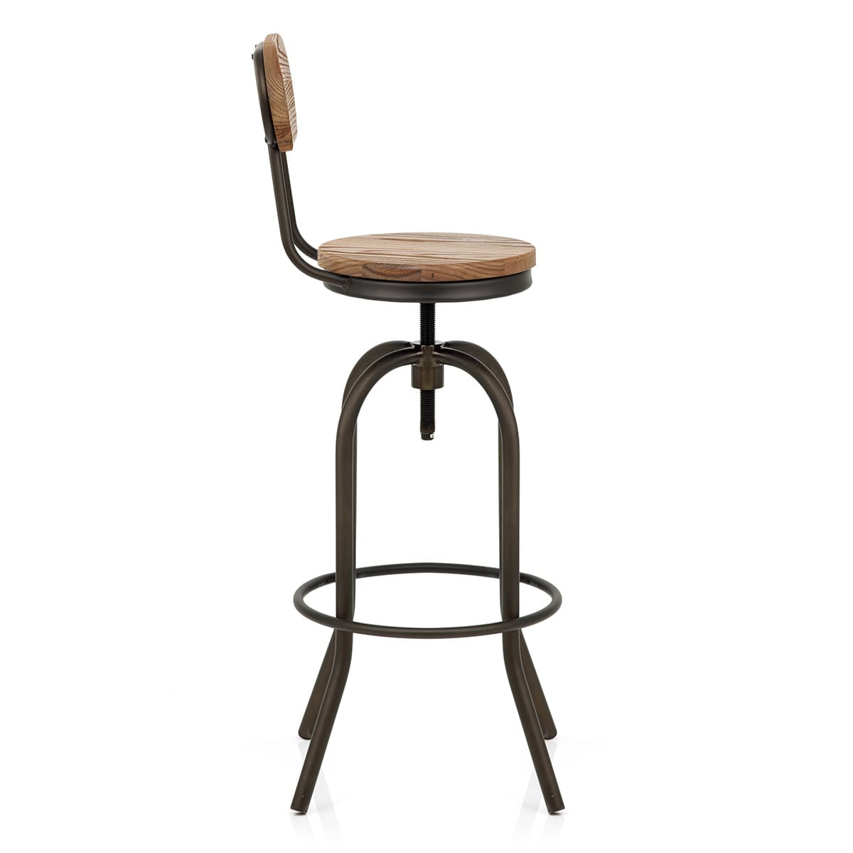 Sgabello Legno Chiaro Acciaio - Vintage Swivel Legno
