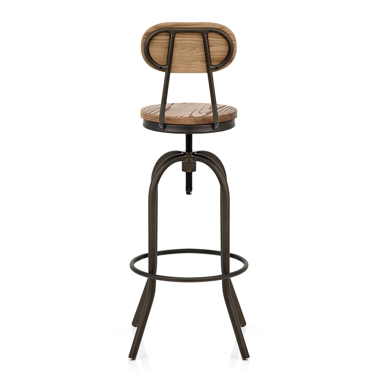Sgabello Legno Chiaro Acciaio - Vintage Swivel Legno