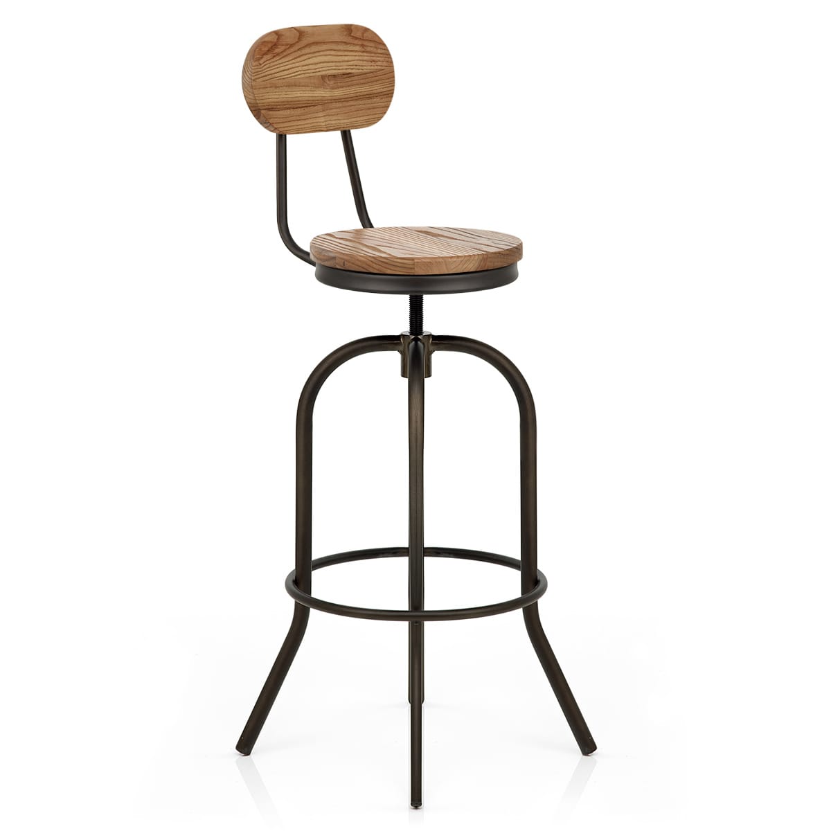 Sgabello Legno Chiaro Acciaio - Vintage Swivel Legno
