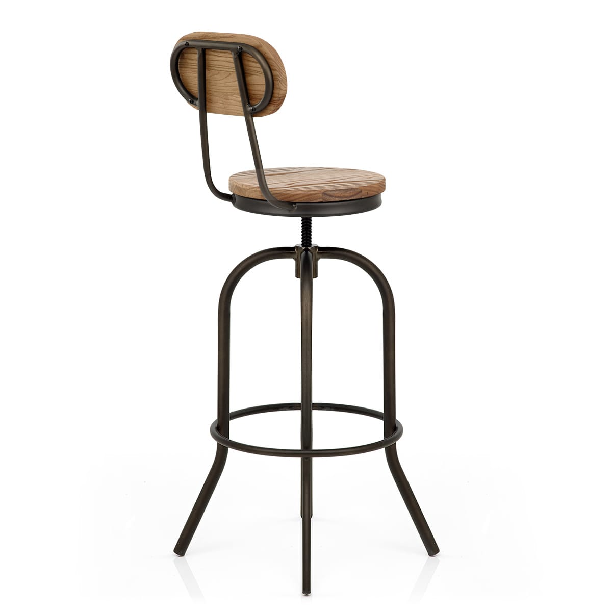 Sgabello Legno Chiaro Acciaio - Vintage Swivel Legno