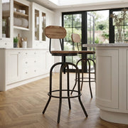 Sgabello Legno Chiaro Acciaio - Vintage Swivel Legno