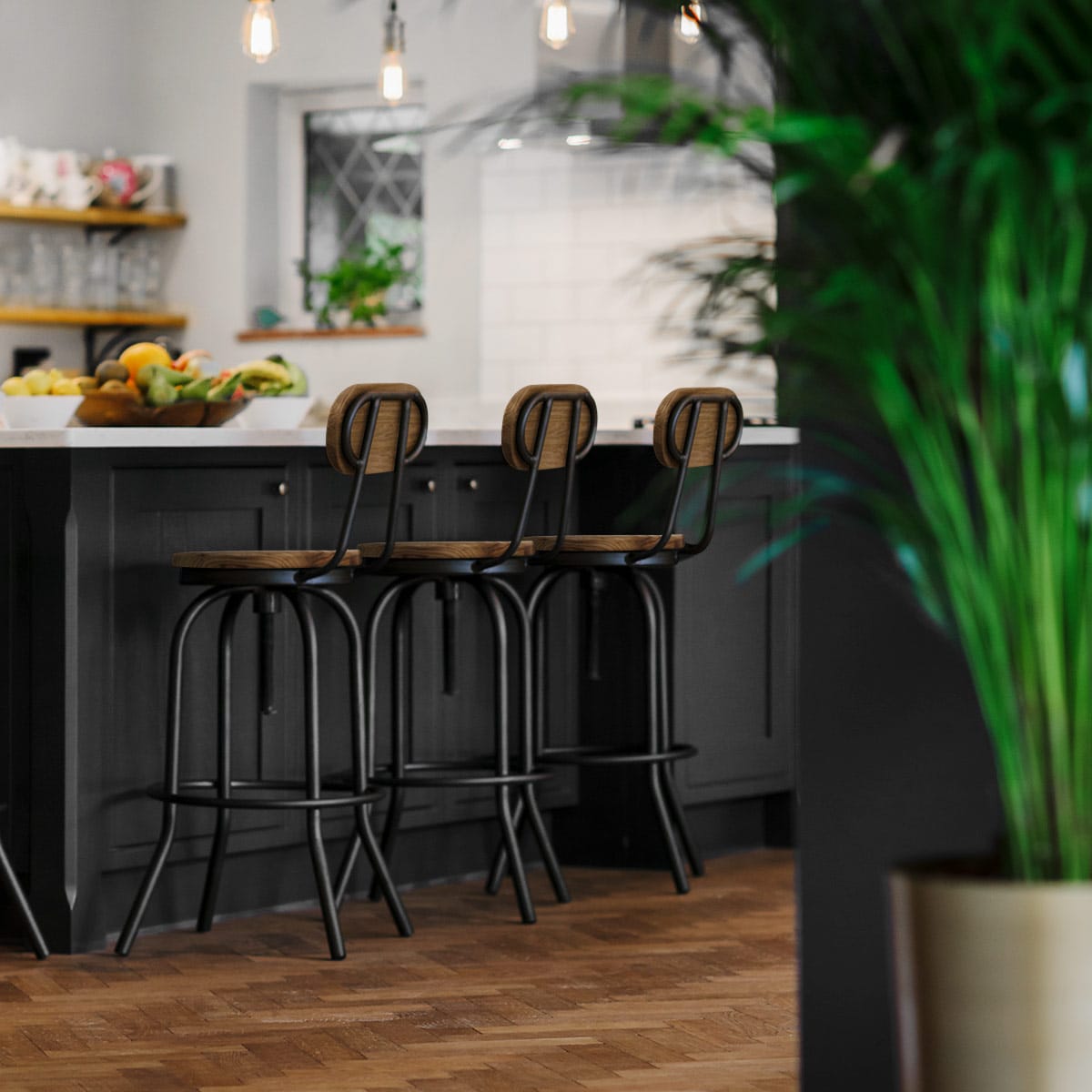 Sgabello Legno Chiaro Acciaio - Vintage Swivel Legno